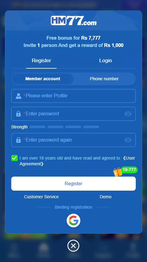 How to register and login in HM77  