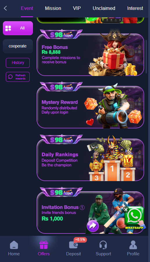 Best bonuses in s98 game