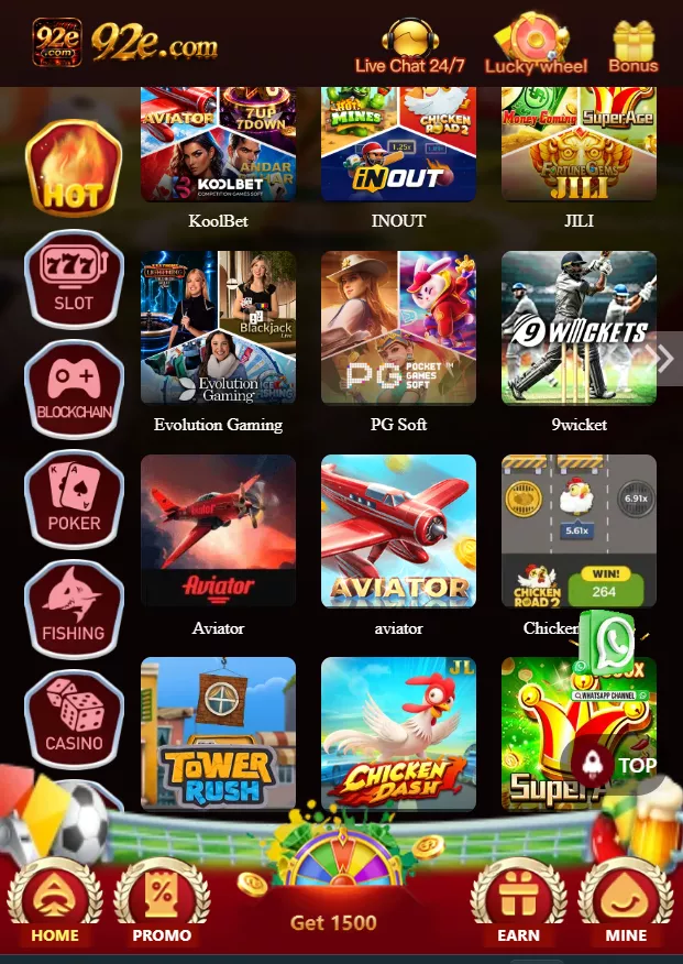 92E game is the best winning casino platform  you can easily earn money.