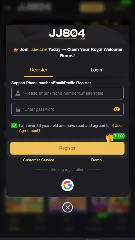 Join JJ804 game and claim your bonus