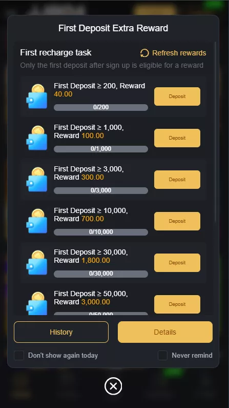 You can win extra rewards in JJ804 Game on your first deposit.
