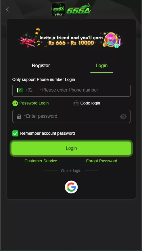 Easy login in 666a game