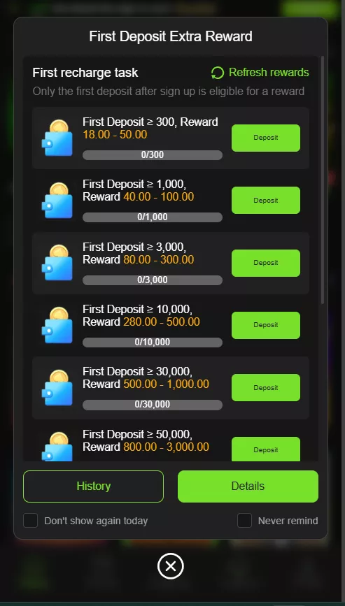 In 666a game deposit money and win rewards