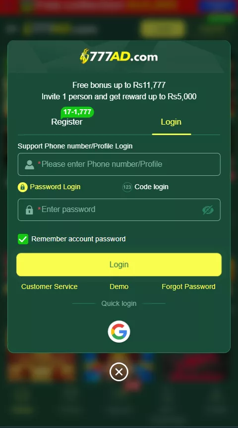 777ad game is easy to login